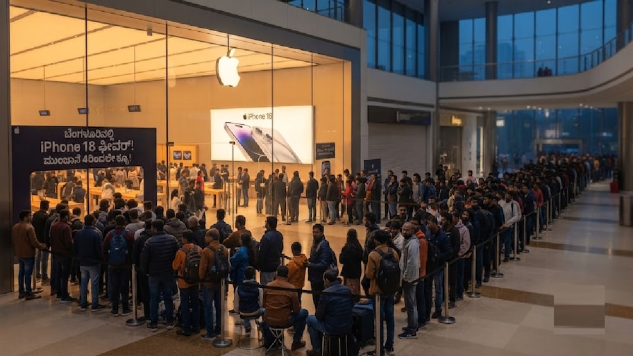 ಬೆಂಗಳೂರಿನಲ್ಲಿ iPhone 18 ಫೀವರ್! ಮುಂಜಾನೆ 4ರಿಂದಲೇ ಆ್ಯಪಲ್ ಸ್ಟೋರ್ ಮುಂದೆ ಕಿಲೋಮೀಟರ್ ಕ್ಯೂ!