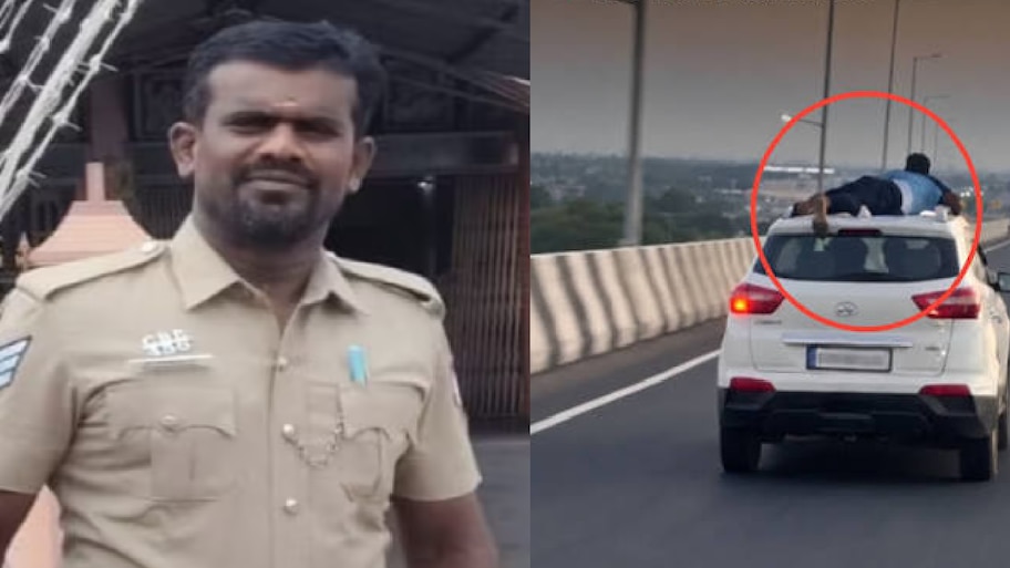 40 ಕಿಮೀ.. ಕಾರಿನ ಮೇಲೆ ಕಾನ್ಸಟೇಬಲ್‌ ಸಾಹಸ..! ರಣರೋಚಕ ವಿಡಿಯೋ ವೈರಲ್‌
